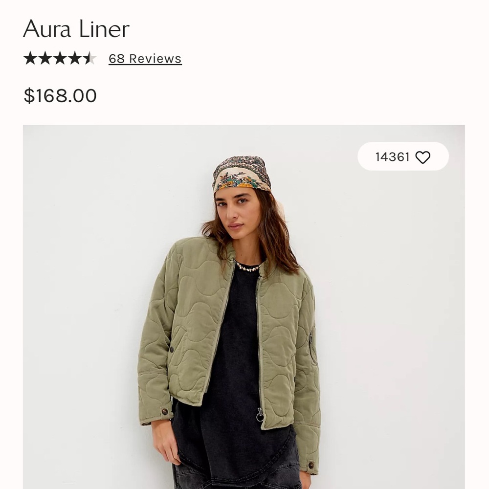 Free People Aura Liner - Green Quilted Jacket - Brand New - Picture 3 of 10